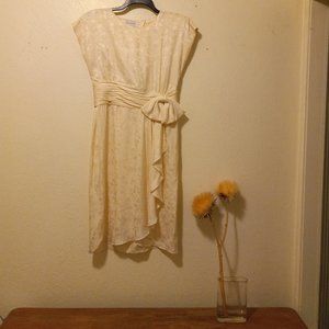 Vintage Pure Silk Ivory Side Drape  Midi Dress Size 14 Wedding Bridal Photos